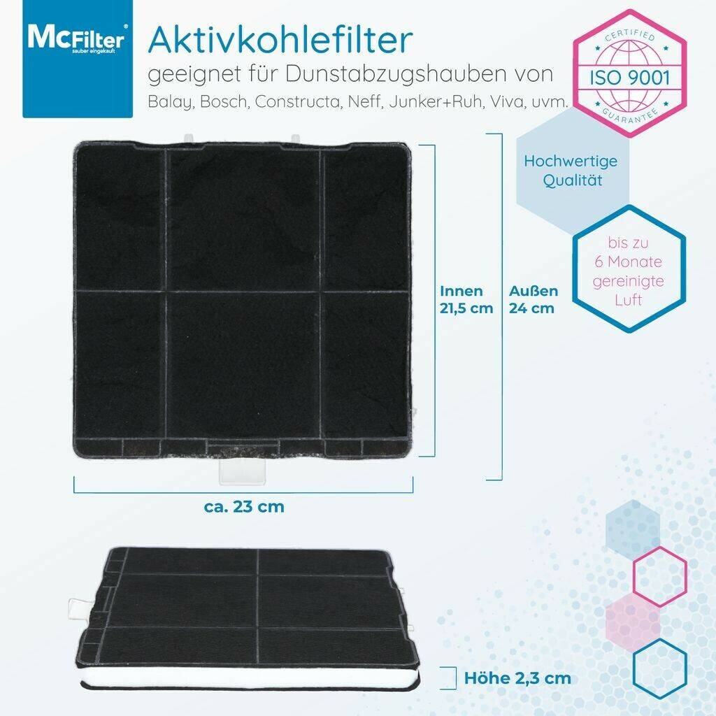 McFilter Aktivkohlefilter geeignet für Bosch, Siemens 00705431, 11026769, LZ53251, LZ53250, LZ53650, Neff Z5101X1, Z5101X5, Z5105X5, Filterung der geruchsintensiven Abluft, Filter Elektro-Großgeräte