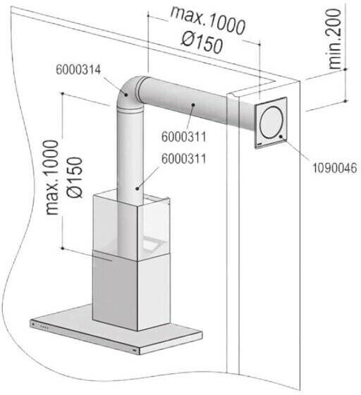 Elektro-Großgeräte Berbel 1090054 Abluft-Set I Rund 150 bT