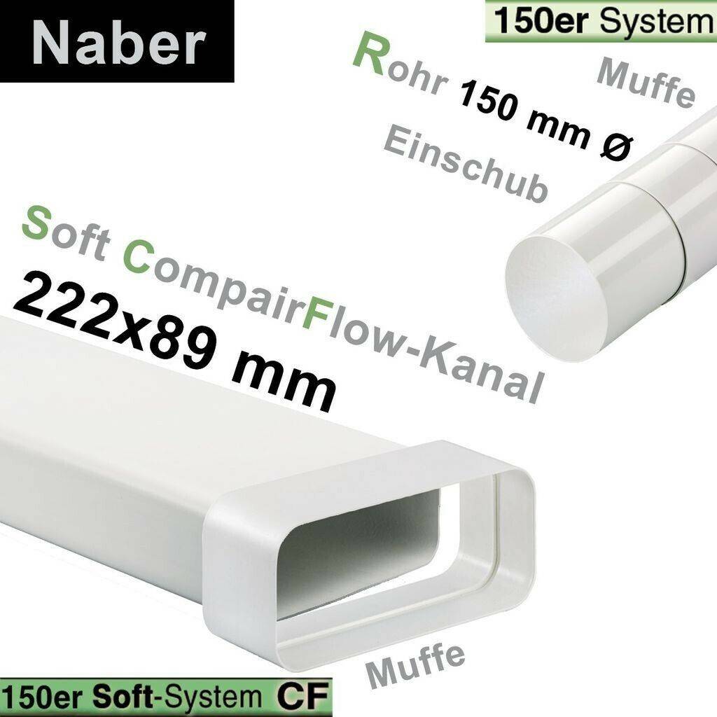 Elektro-Großgeräte easyPART 4043004 Naber Flachkanalbogen 150erSCF 90° vertikal beidseitig Muffe für 222x89mm Belüftungstechnik